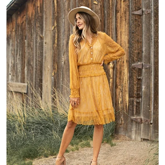 knee length dresses for ladies Ramones Embroidered Lace Up Dress — Shipwrecked Kauai main image 1